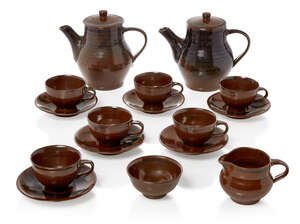 
	
		Harry Davis (British 1910-1986), a Crowan Pottery Coffee Set 
		c.1955, impressed...
