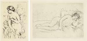 
	
		Pierre-Auguste Renoir, 
		French 1841-1919- 
		 
		Femme Nue Couchee and Baigneuse...
