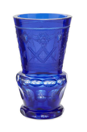 
	
		A Masonic Bohemian glass beaker, early 20th century, of tapering cylindrical form, to a...