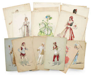 
	
		William John Charles Pitcher, British, 1858-1925, three designs for male and female...