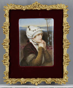 
	
		After Wilhelm von Kaulbach, German, 1805-1874, a German porcelain plaque of a Renaissance...
