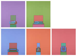 
	
		Robyn Denny,
		British 1930-2014-
		 
		The Heavenly Suite (blue, purple, green, red,...