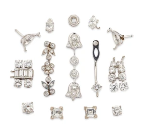 A group of diamond set components,&nbsp;including: a brilliant-cut diamond collet approximate weight...