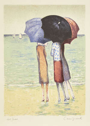 
	
		Jean-Pierre Cassigneul, 
		French b.1935- 
		 
		Untitled (three ladies with...