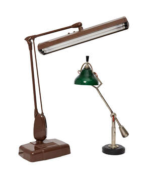 
	
		Edouard-Wilfred Buquet (French), a desk lamp 
		c. 1927, applied metal plaque to base...