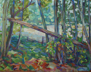 Jonathan Lincoln-Gordon, 
		British b. 1955-
		 
		Lavington Trees;
		 
		oil on canvas, bears artist's label verso, 76.5x101.5cm (ARR)