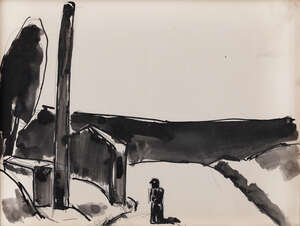 
	
		Josef Herman OBE RA, 
		British/Polish 1911-2000 - 
		 
		Figure in landscape, c.1955;...