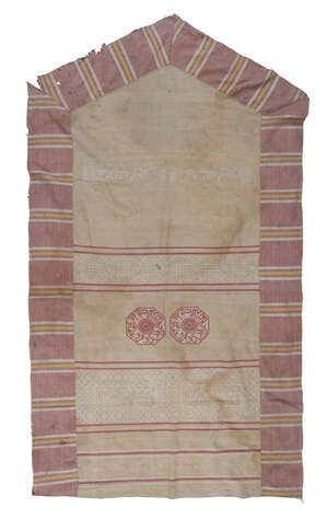 
	
		A woven cotton flag or banner, Egypt, 19th century, the central panel formed of a series...