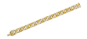 
	
		A continental, diamond-set two colour bracelet, of curb-link design, alternately set with...