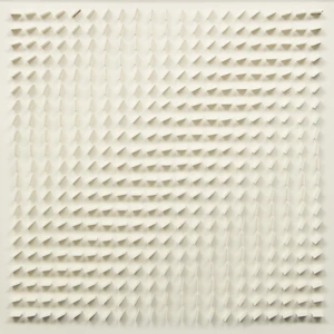 Hartmut Böhm, German 1938-2021 - Quadratrelief, no. 53, 1969; white Plexiglas relief, signed on the artist's label attached to the reverse 'Bohm', 57 x 57 