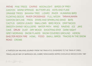 
	
		Hamish Fulton, 
		British b.1946- 
		 
		At Thirteen Day Walking Journey from the...