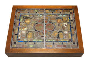 
	
		A composite stained glass panel, depicting portraits of Tudor nobles, 19th century and...