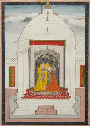 
	
		Rama and Sita, Pahari school, 19th century, gouache on paper heightened with gilt, shown...