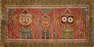 
	
		The Jagannath triad (Puri), Orissa, India, first half 20th century, opaque watercolour...