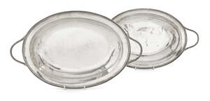 
	
		A pair of George III silver serving dishes, London, c.1798, Solomon Hougham, each of...