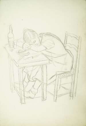 
	
		Marie Vorobieff Marevna, Russian 1892-1984- Woman resting her head on a table, 1945,...