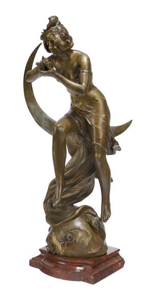 
	
		Julien Caussé (1869-1909), a Belle Epoque cold-painted metal figure
		'Avril', c.1895,...