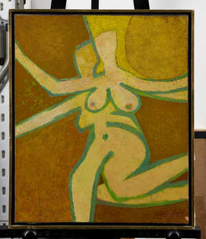 
	
		Ben Sunlight,
		British 1935-2002-
		 
		One Flesh, 1965;
		 
		oil on canvas, signed...