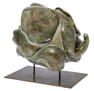 
	
		Paulette Rolland, 
		French b.1939-
		'Jumbo en Levitation';
		serpentine stone on...
