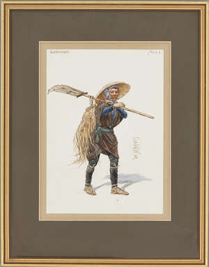 
	
		William John Charles Pitcher, British, 1858-1925, a set of five costume designs for...