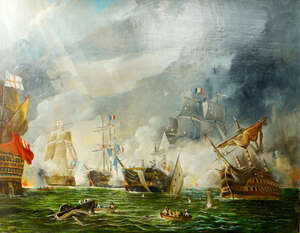 
	
		Robert Dumont-Smith FRSA, British 1908-1994- The Glorious First of June, 1794, after...