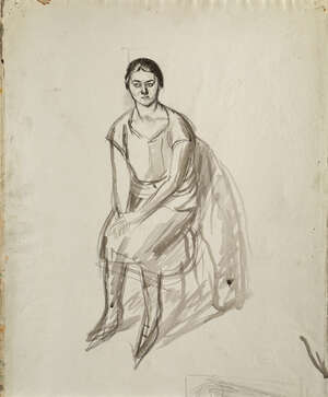 
	
		Barnett Freedman, 
		British 1901-1958- 
		 
		Seated Woman; 
		 
		ink and pencil...