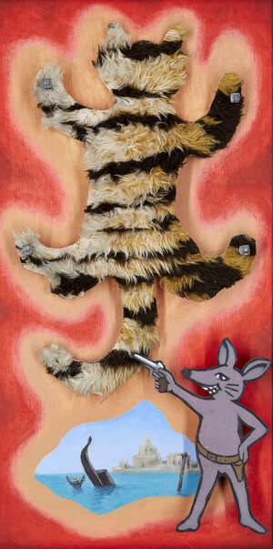
	
		Michael Buhler, 
		British 19402009- 
		Mice Rule Ok!, 2003; 
		mixed media on panel,...
