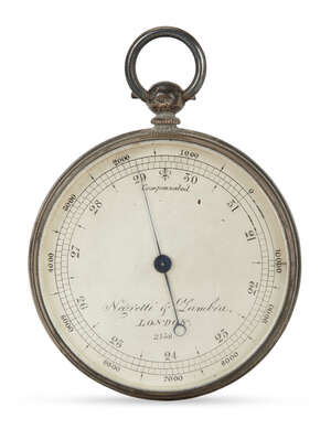 
	
		A Victorian silver cased aneroid pocket barometer, by Negretti & Zambra, 1868, the...