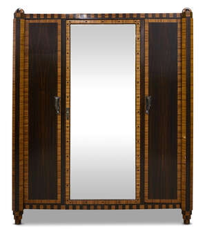 
	
		French Art Deco, a Macassar and banana wood part bedroom suite
		c.1930
		Comprising: a...