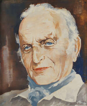 
	
		German School, late 20th century- Portrait of an elderly man; oil on board, signed...