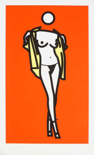 
	
		Julian Opie, 
		British b.1958- 
		 
		Woman Taking Off Man's Shirt (CRISTEA p.244), 2003;...