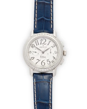 Zenith. A stainless steel and diamond set chronograph calendar wristwatch&nbsp;El Primero...