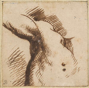 
	
		Salvator Rosa, 
		Italian 1615-1673- 
		
		An Anatomical Study; 
		
		pen and brown...