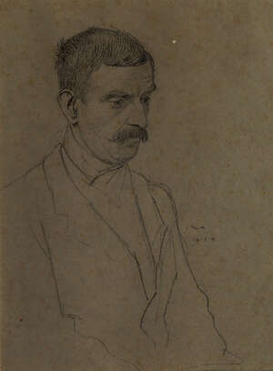 Maxwell Armfield RBA HRWS, 
		British 1882-1972- 
		 
		Portrait of a Man, head and shoulders; 
		 
		charcoal on grey paper, initialled and dated 14.1.