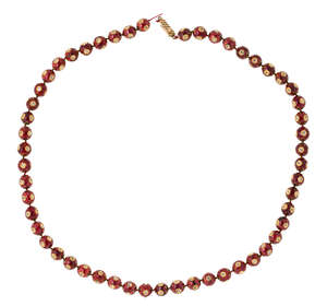 
	
		WITHDRAWN A red and green enamel and glass necklace, India, 20th century, consisting of a...