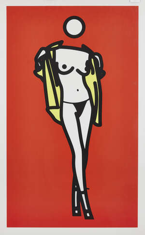 
	
		Julian Opie, 
		British b.1958- 
		 
		Woman Taking Off Man's Shirt [Cristea p.244], 2003;...