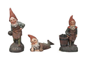 
	
		Three cold-painted terracotta gnomes, by Johann Maresh, late 19th/early 20th century,...