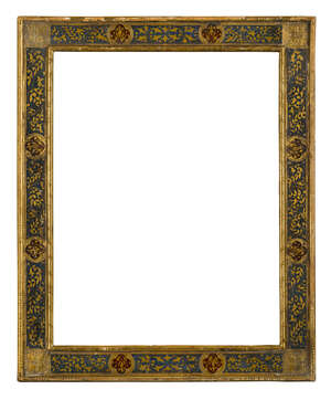 
	
		A Florentine Parcel Gilded and Painted Cassetta Frame, early 19th century, with raked...