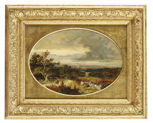 
	
		Emma Sophia Oliver RI, 
		British 1819-1885- 
		 
		View of Windsor Castle from a...