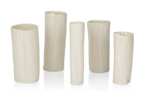 
	
		Mo Jupp (1938-2018), 
		 
		Five Studio Pottery Cylindrical Vases , late 1990s, 
		