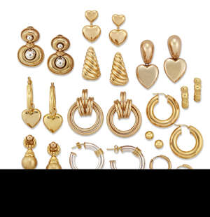 
	
		A groups of sixteen pairs of earrings, gross weight 123 grams.

	


