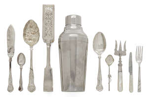 
	
		A Victorian silver fish fork with mother of pearl handle, Birmingham, c.1899, Joseph...