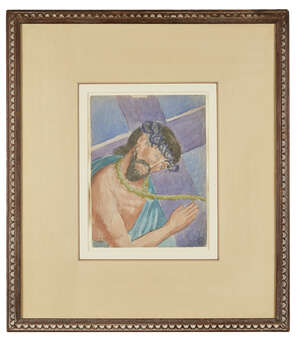
	
		Gaston Henri Toussaint, 
		French 1872-1946-
		 
		Christ carrying the Cross, (recto),...