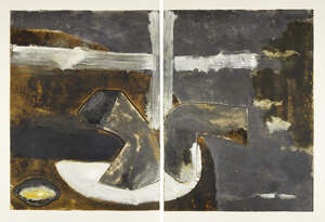 
	
		John Walker, 
		British b.1939- 
		 
		Untitled Monotype (Diptych), 1989; 
		 
		two...