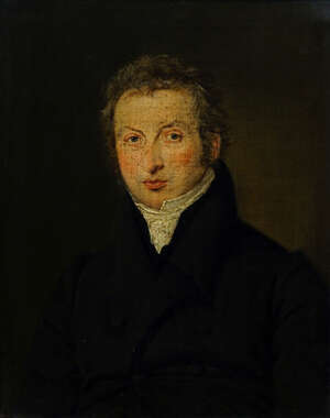 
	
		French School, early/mid 19th century- Portrait of gentleman half-length in a black coat...