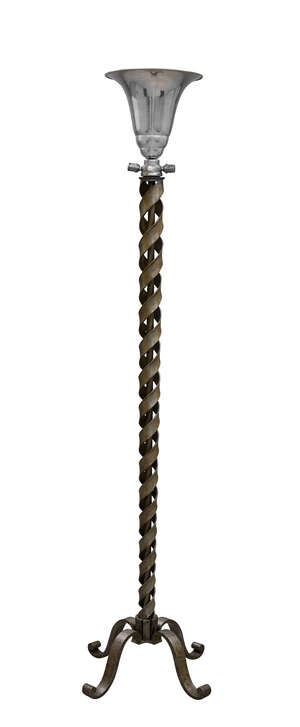 
	
		Raymond Subes (1891-1970), a wrought-iron floor lamp with uplighter shade
		c.1930
		