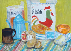 
	
		British Kitchen Sink School, 
		 
		mid 20th century- 
		 
		Breakfast still life;...