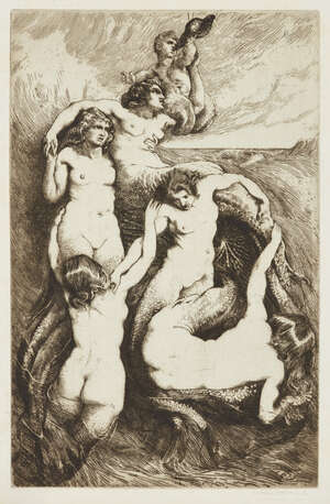 Charles Holroyd, 
British 1861-1917- 
 
Mermaids; 
 
etching on laid, signed in pencil, plate...