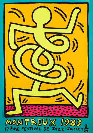 
	
		Keith Haring,
		American 1958-1990-
		 
		Montreaux Jazz Festival Poster (Green),...