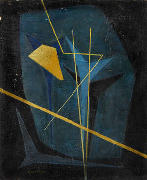 
	
		Francis Bott,
		German 1904-1998-
		
		Untitled (Abstract), circa 1950;
		
		oil on...